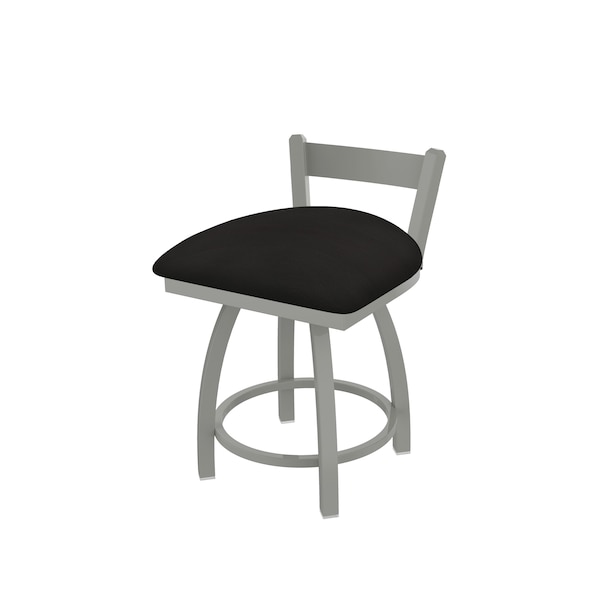 18" Low Back Swivel Vanity Stool, Nickel Finish, Canter Espresso Seat